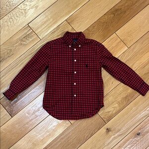 Ralph Lauren Red and Navy Plaid Checkered Button-Down Shirt Size 6 Boys